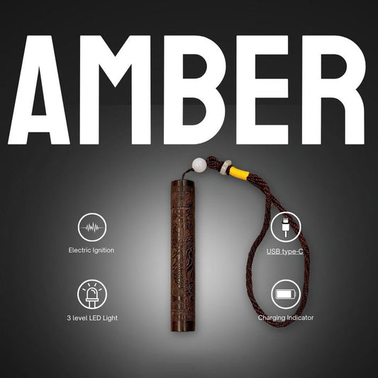 Amber USB Electronic Dragon Pattern Lighter