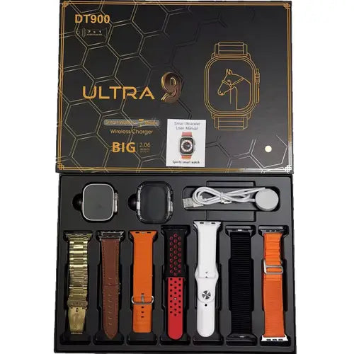 DT900 ULTRA 9 | GOLDEN EDITION | Smart Watch Sports Edition – 7 Straps